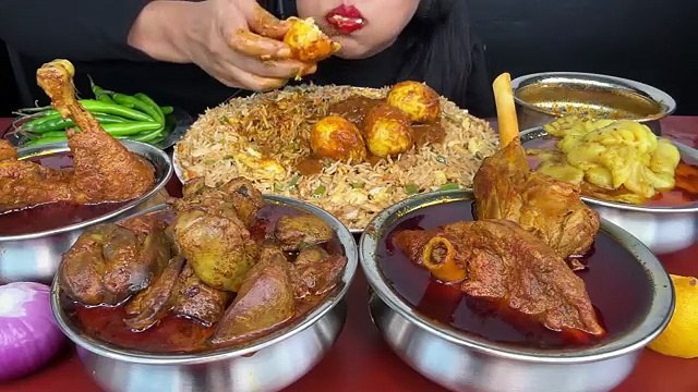HANDI MUTTON CURRY,HANDI CHICKEN CURRY,MUTTON FAT CURRY,LIVER CURRY,EGG CURRY *ASMR EATING