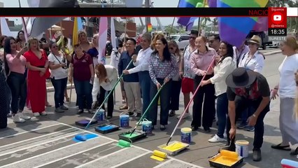 Por mes del orgullo LGBTIQ+, pintan con colores del arcoíris un cruce peatonal en Tampico