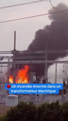 Un impressionnant incendie sur un transformateur électrique de RTE près de Lyon