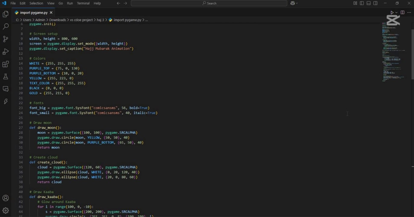Create Hajj Mubarak post with turtle graphics using python🕋🌙