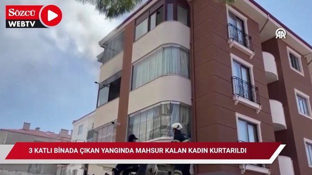 Muğla'da 3 katlı binada çıkan yangında mahsur kalan kadın kurtarıldı