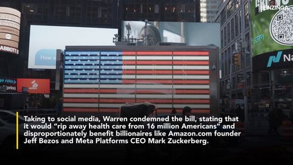 Elizabeth Warren Says Trump's 'Big Beautiful Bill' Will 'Rip Away' Health Coverage From 16 Million Americans, Just So Jeff Bezos Can Buy A Third Yacht