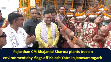 Rajasthan CM Bhajanlal Sharma plants tree on environment day, flags off Kalash Yatra in Jamwaramgarh