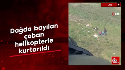 Van'da dağda bayılan çoban helikopterle kurtarıldı