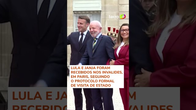 Lula e Janja são recebidos pelo presidente da França, Emmanuel Macron #shorts