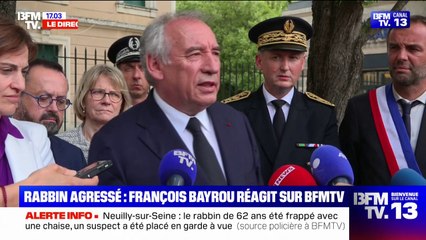Rabbin agressé: "C'est jour après jour que notre pays est en proie à des affrontements haineux", réagit François Bayrou