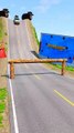 Colored Cars & Big Truck vs Log Fence - BeamNG.Drive