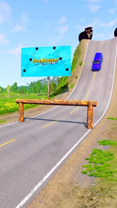 Colored Cars & Camo Truck vs Log Trap - BeamNG.Drive