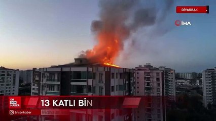 Diyarbakır'da 13 katlı binada yangın