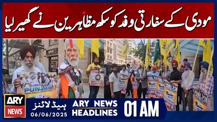 Modi’s Diplomatic Delegation Surrounded by Sikh Protesters | ARY News 1 AM Headlines | 6th June 2025