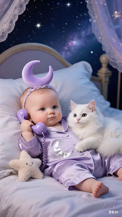 Cute baby and cute cat😍😘🥰