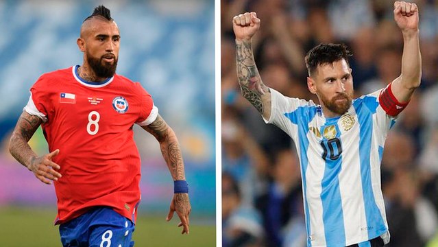 Messi saluda a los hijos de Arturo Vidal previo al juego entre Argentina y Chile
