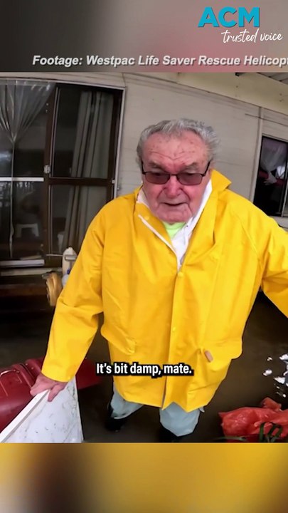 ‘It’s a bit damp, mate’: Dave brings a smile to flood rescue