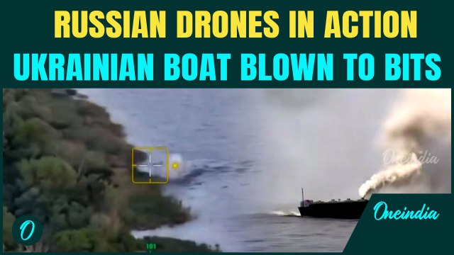 Russia's Drone Strike Obliterates Ukrainian Boat In Kherson | Brutal Drone Hit Caught On Video