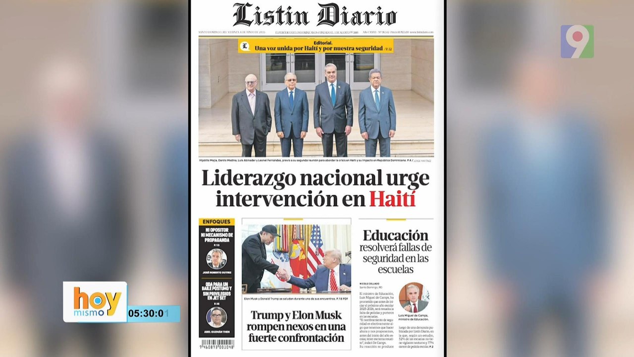 Titulares prensa dominicana viernes 06 de junio 2025 | Hoy Mismo