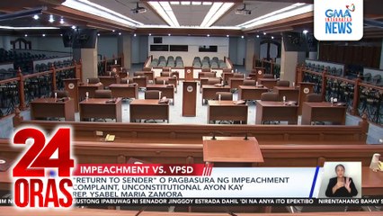 “Return to sender” o pagbasura ng impeachment complaint, unconstitutional ayon kay Rep. Ysabel Maria Zamora | 24 Oras