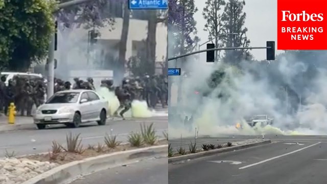 Footage Shows Fumes in Los Angeles As Anti-ICE Raid Protesters Clash with Authorities