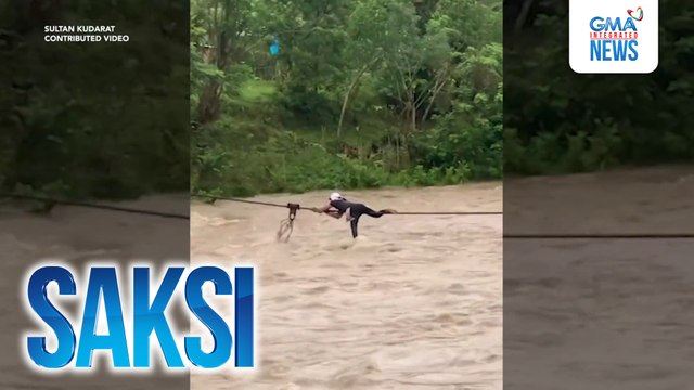 Buwis-buhay na paggapang sa nakabiting kable, ginagawa ng ilang residente para matawid ang ilog sa Sen. Ninoy Aquino, Sultan Kudarat | Saksi