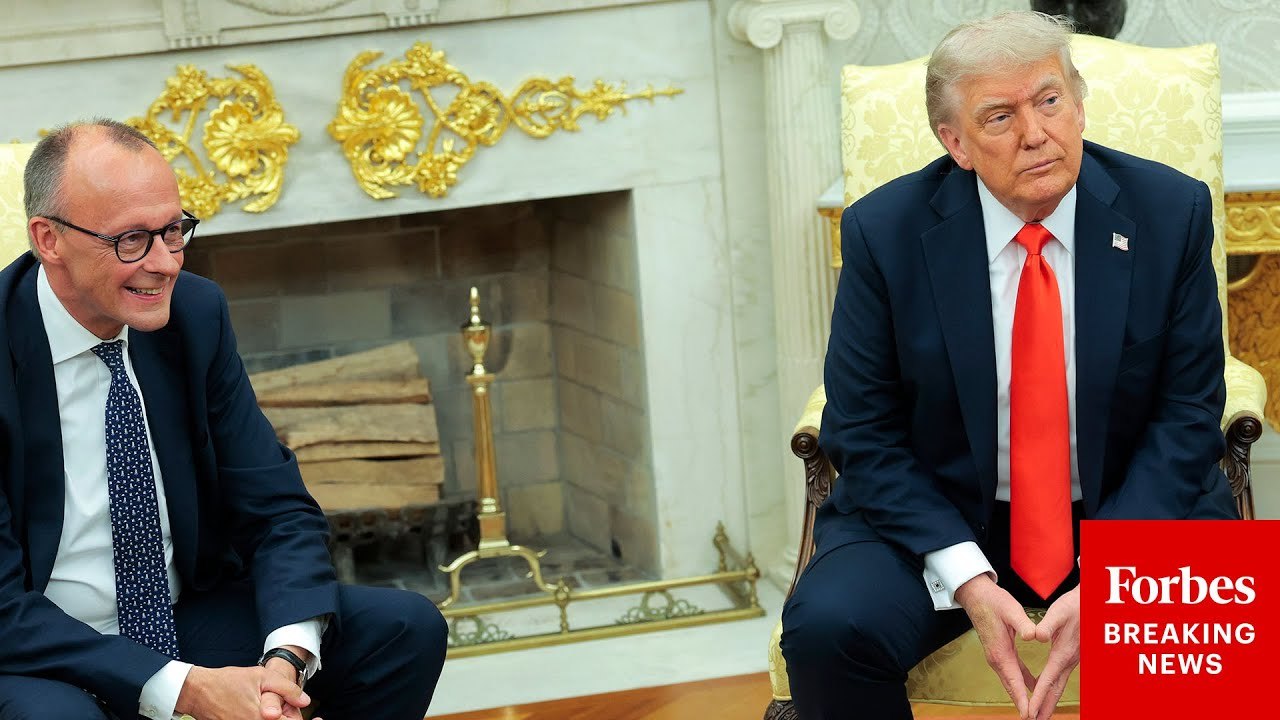 Friedrich Merz Asked If He Agrees With Trump Comparing Russia & Ukraine To 'Two Kids' Right In Front Of Trump