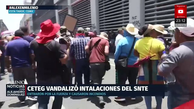 Integrantes de la CNTE de Guerrero vandalizan instalaciones del SNTE en la Ciudad de México