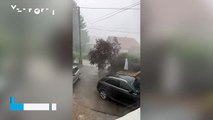 A downburst brings extreme winds to Saint-Laurent-en-Grandvaux, France! The storms also caused very heavy rainfall