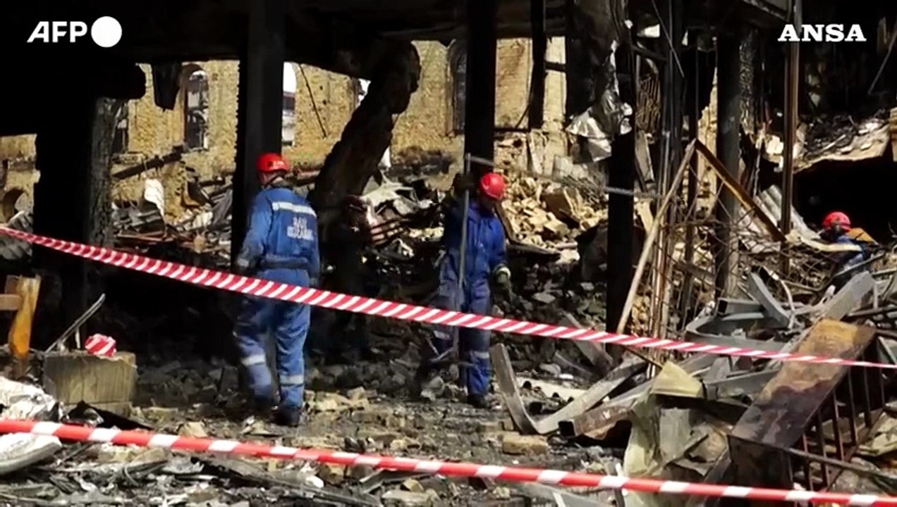 Ucraina, le macerie dopo gli attacchi della scorsa notte su Kiev