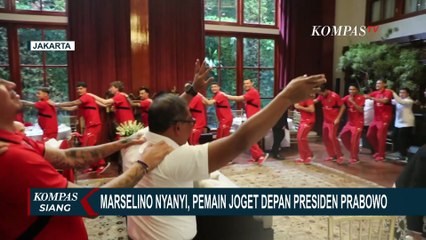 Momen Marselino Sumbang Lagu dan Pemain Timnas Joget di Depan Presiden Prabowo