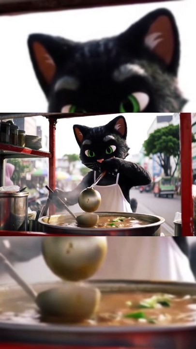 Kucing jualan bakso