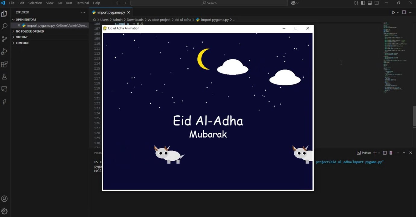 Eid Ul Adha Mubarak with Python Animation _ Celebrate Bakra Eid
