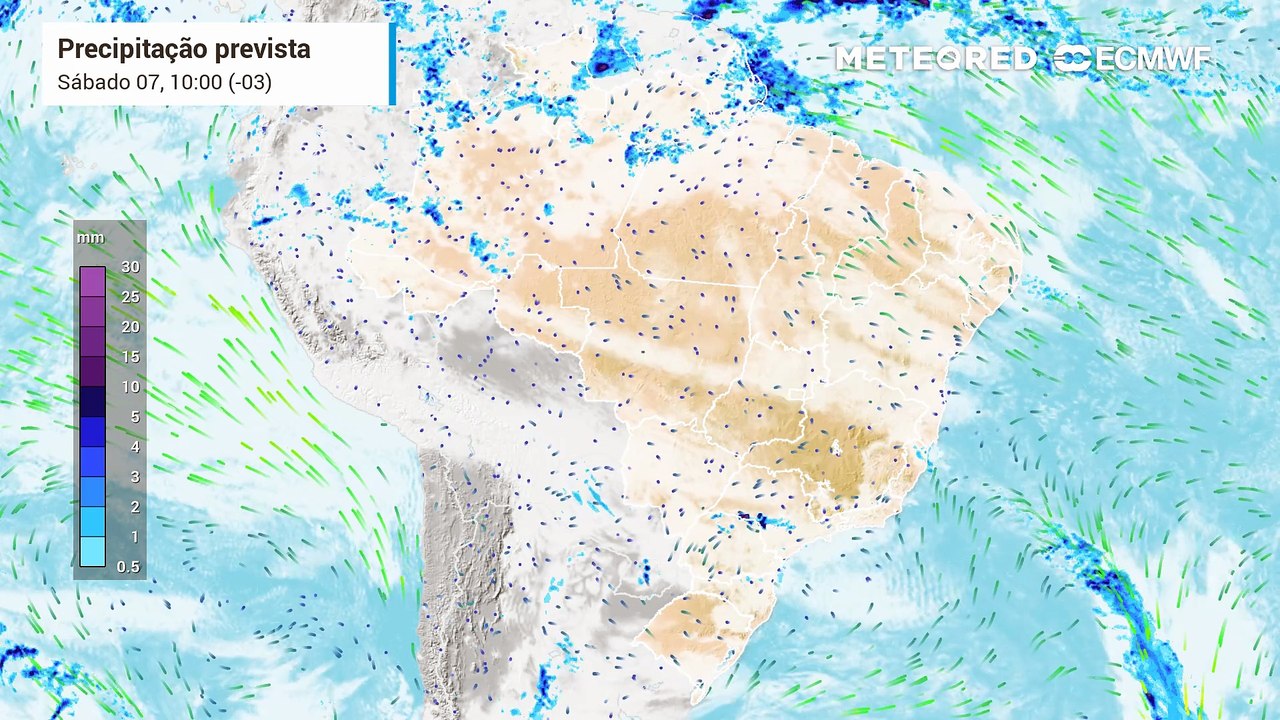 Sábado, 7 de junho: chuva e nebulosidade