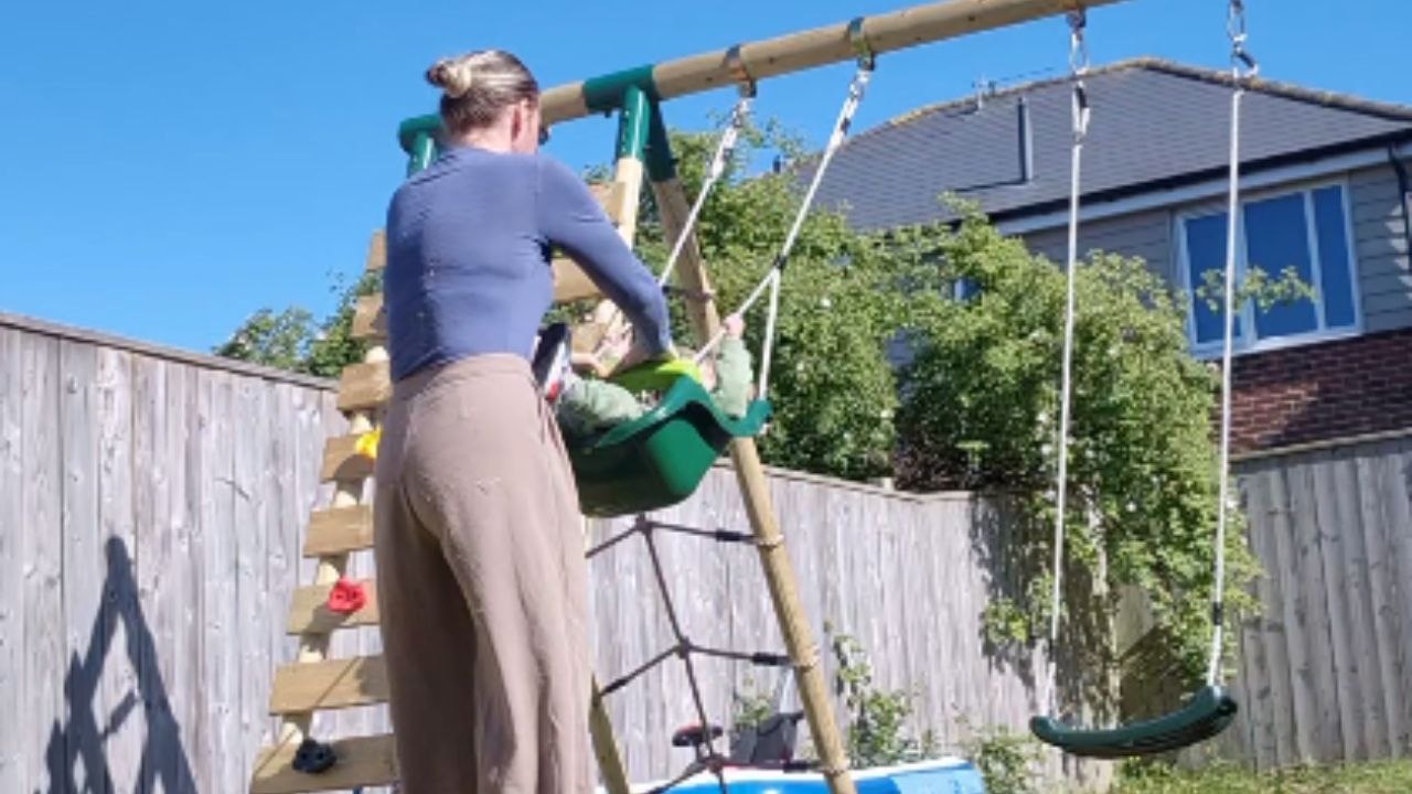 Mom wanted to make memories but the swing had different plans