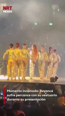 Durante su concierto en Londres, Beyoncé vivió un percance con su vestuario al caersele el pantalón frente a miles de asistentes. A pesar del momento, la artista continuó su show con profesionalismo.