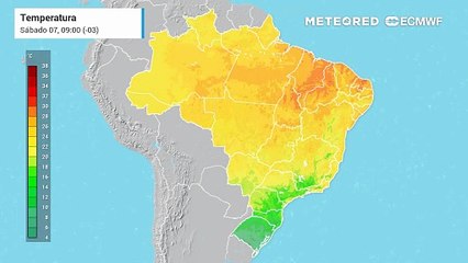 Previsão de temperaturas no Brasil até Domingo (8)