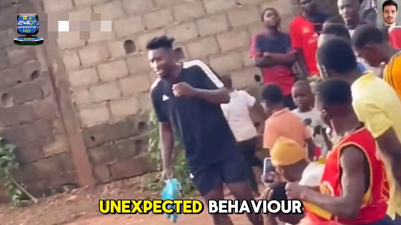 Andre Onana was seen coaching local residents while on vacation in his hometown of Cameroon