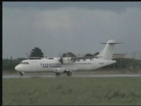 Take off ATR 72-500 Airliner at the airport of Rennes