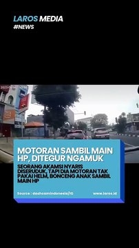 Motoran Sambil Main HP, Ditegur Ngamuk, Akamsi Nyaris Diseruduk Mobil, Tapi Dia Motoran Ga Pakai Helm, Main HP Sambil Bawa Anak