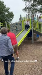 Grandma Rides Down Slide at Her 85th Birthday Celebration