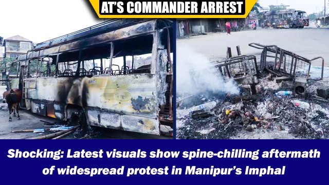 Latest visuals shows the aftermath of widespread protest in Imphal, curfew and internet Ban imposed