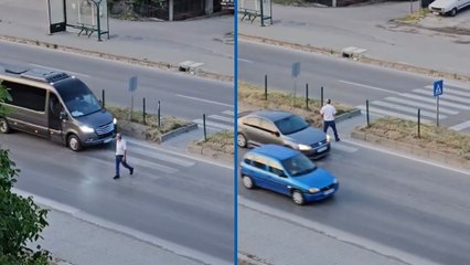 Yaya geçidinde ilginç anlar! Defalarca karşıya geçip geri döndü!