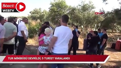 Tur minibüsü devrildi; 5 turist yaralandı
