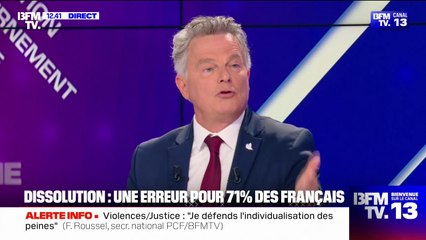 Dissolution: "C'est une très mauvaise décision", estime Fabien Roussel (PCF)