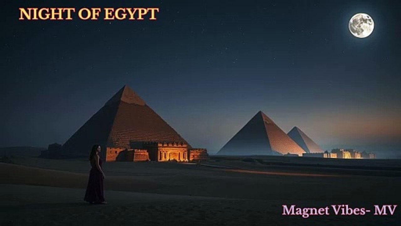 Arabic Night-of-Egypt | Serenity Peace | Arabic Sands | Panoramic view of Pyramids at night | Pyramids