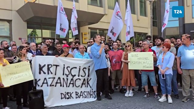 TİP’ten maaşlarını alamadıkları için iş bırakıp eylem yapan KRT çalışanlarına destek