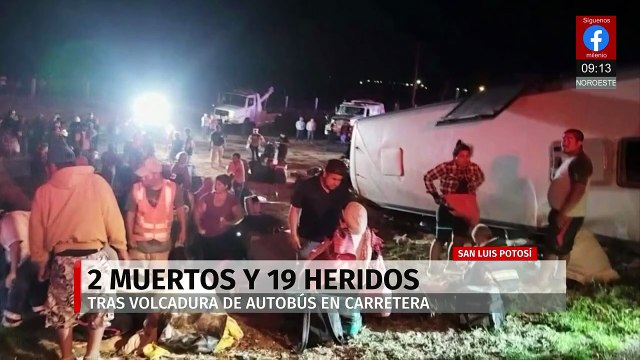Volcadura de autobús en San Luis Potosí deja varios lesionados