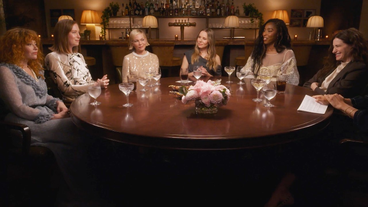Hannah Einbinder, Jessica Williams, Kathryn Hahn, Kristen Bell, Michelle Williams and Natasha Lyonne at the THR Comedy Actress Roundtable | Off Script With The Hollywood Reporter