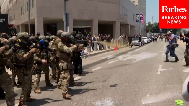 RAW VIDEO: Law Enforcement Use Pepper Spray, Fire Pellets At Protesters Outside LA Detention Center