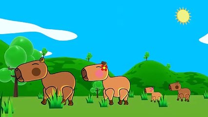 🐾 La Familia Capibara Pasea Feliz @cancionesinfantilesanimadas  #capibara #kawaii