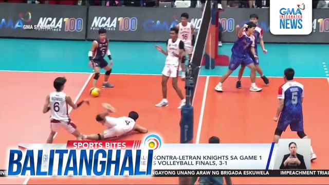 Arellano Chiefs, panalo kontra-Letran Knights sa Game 1 ng NCAA Season 100 Men's Volleyball Finals, 3-1 | Balitanghali