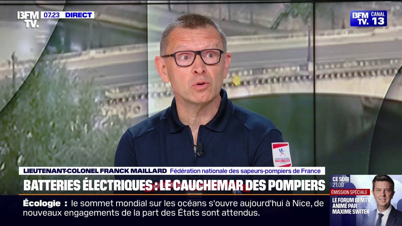 Incendie: les batteries électriques dégagent "des gaz très toxiques" explique la Fédération nationale des sapeurs-pompiers de France