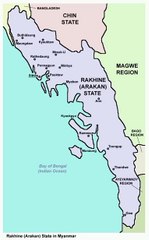 Map of Rakhine State. Peta Negara Bagian Rakhine. Rakhine State Map. Map of State of Rakhine. State of Rakhine Map. ရခိုင်ပြည်နယ်မြေပုံ. Carte de l'État de Rakhine. Mapa do estado de Rakhine. Kaart van de staat Rakhine. Mapa del estado de Rakhine. 若开邦地图